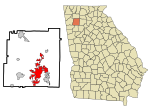 Bartow County Georgia Incorporated and Unincorporated areas Cartersville Highlighted